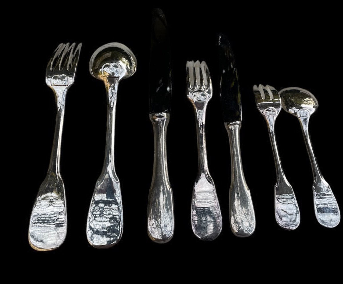 Ercuis Uniplat Model Cutlery Set In Silver-plated Metal Silverware Tableware -photo-2