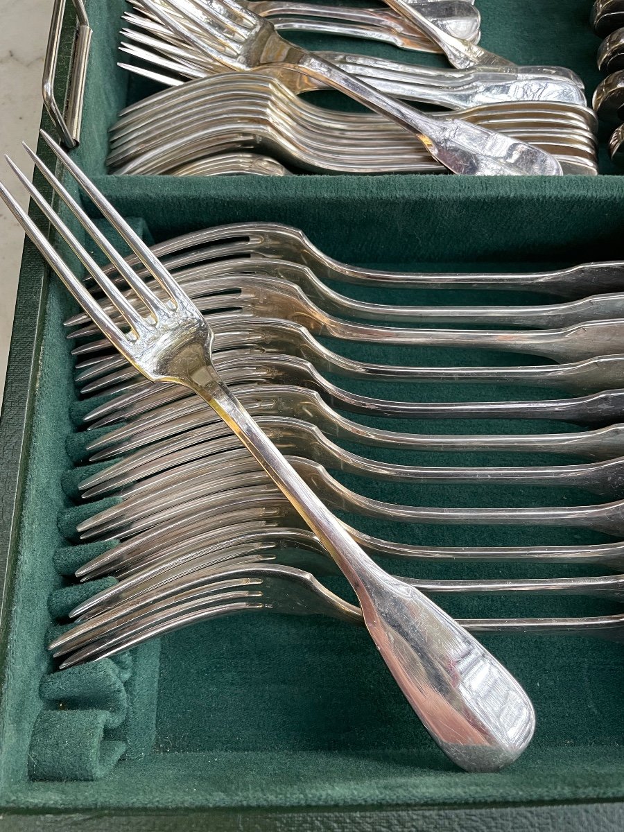 Ercuis Uniplat Model Cutlery Set In Silver-plated Metal Silverware Tableware -photo-5