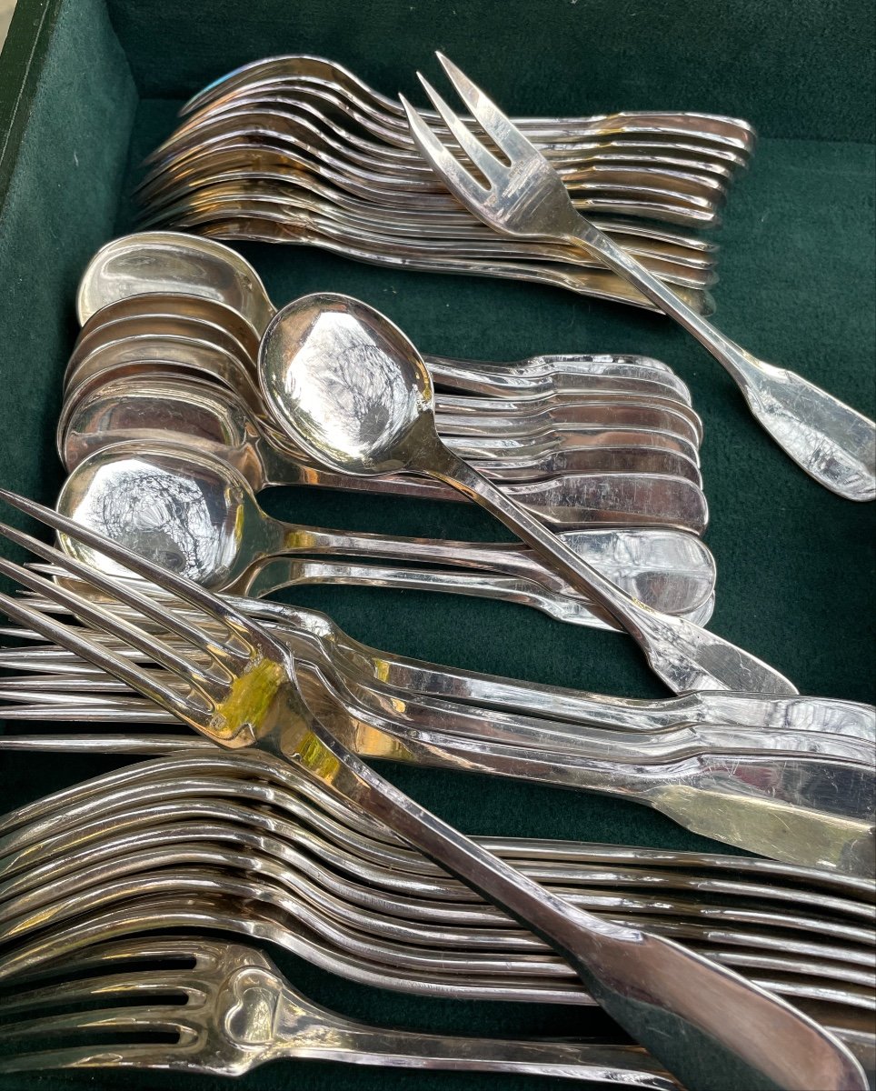 Ercuis Uniplat Model Cutlery Set In Silver-plated Metal Silverware Tableware -photo-8