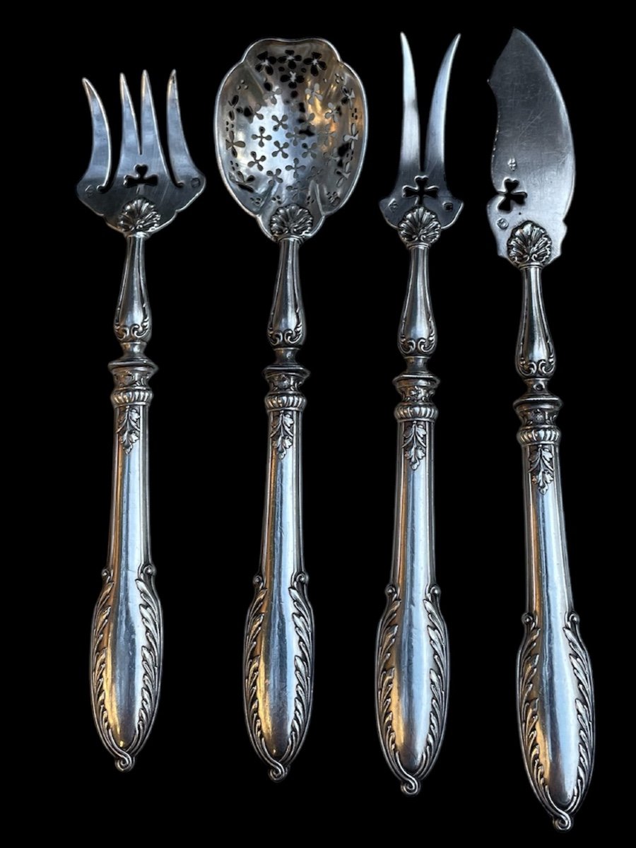 Solid Silver Hors-d'œuvre Set By The Silversmith Alphonse Debain, Minerva Hallmark  