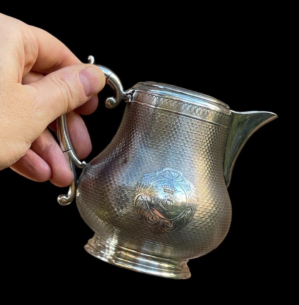 Silver Metal Creamer Count's Crown Count's Silverware Coat Of Arms Nobility -photo-1