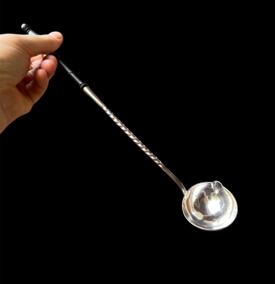 Punch Ladle By Maudon Christofle In Silver-plated Metal And Blackened Wood Silverware And Goldwork 