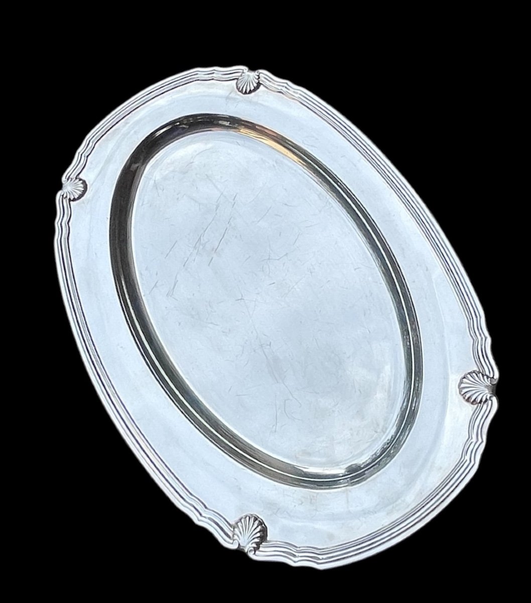 Long Dish From Maison Christofle Vendôme Model In Silver-plated Metal Gallia Argenterie France