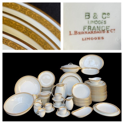 SERVICE DE TABLE BERNARDAUD  67 PIÈCES LISERÉ DORÉ PORCELAINE DE LIMOGES ART DE LA TABLE   