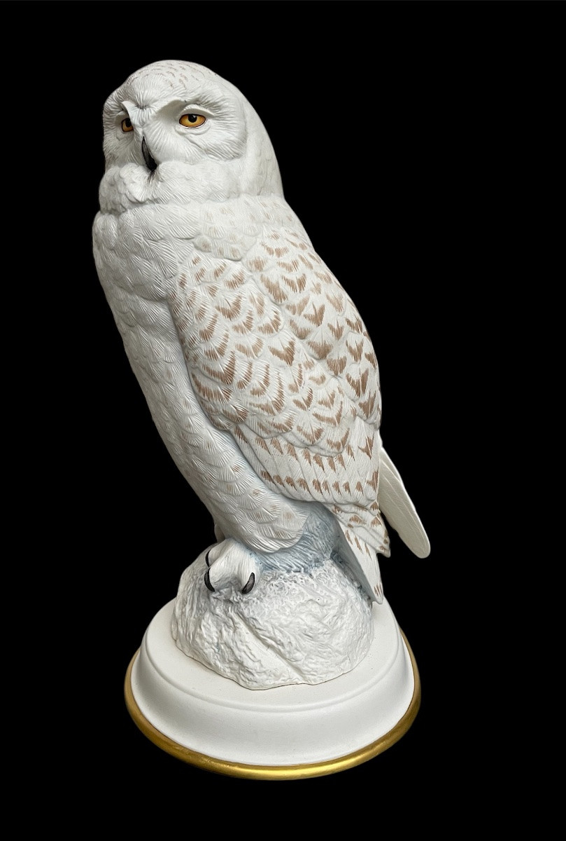 Porcelain Snowy Owl Lamp By Raymond Watson For The Franklin Mint -photo-2
