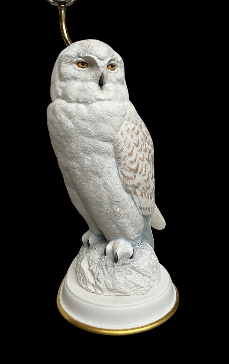 Porcelain Snowy Owl Lamp By Raymond Watson For The Franklin Mint -photo-7