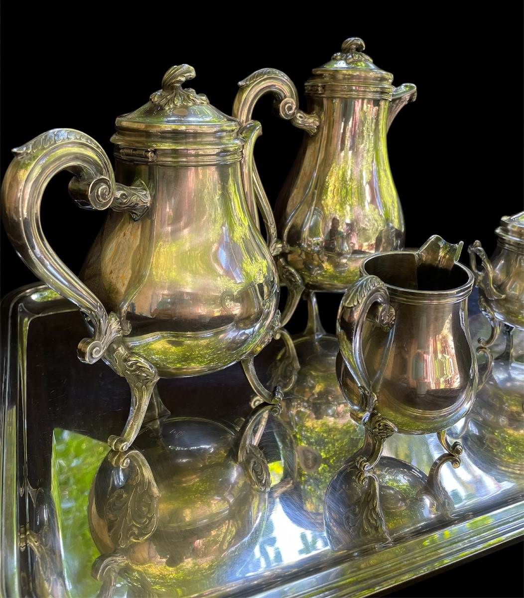 Silver-plated Coffee And Tea Set From Maison Christofle, Marly Model, Gallia Collection-photo-1