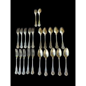 11 Dessert Cutlery From House Christofle Silver Metal Baron's Crown Coat Of Arms 