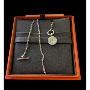 PENDENTIF HERMÈS AMULETTE  EX-LIBRIS ARGENT MASSIF COLLIER BIJOUX STERLING HERMES 