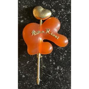 Nina Ricci Brooch Couture Jewelry Resin And Gold Metal Designed By Garouste And Bonetti 