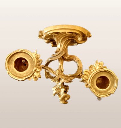 Pair Of Louis XV Style Gilded Bronze Sconces-photo-2