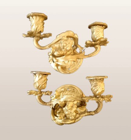 Pair Of Louis XV Style Gilded Bronze Sconces