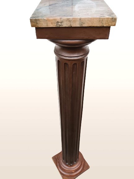 Louis XVI Style Sheath Column In Patinated Metal-photo-2