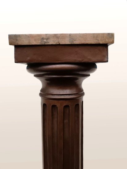 Louis XVI Style Sheath Column In Patinated Metal-photo-3