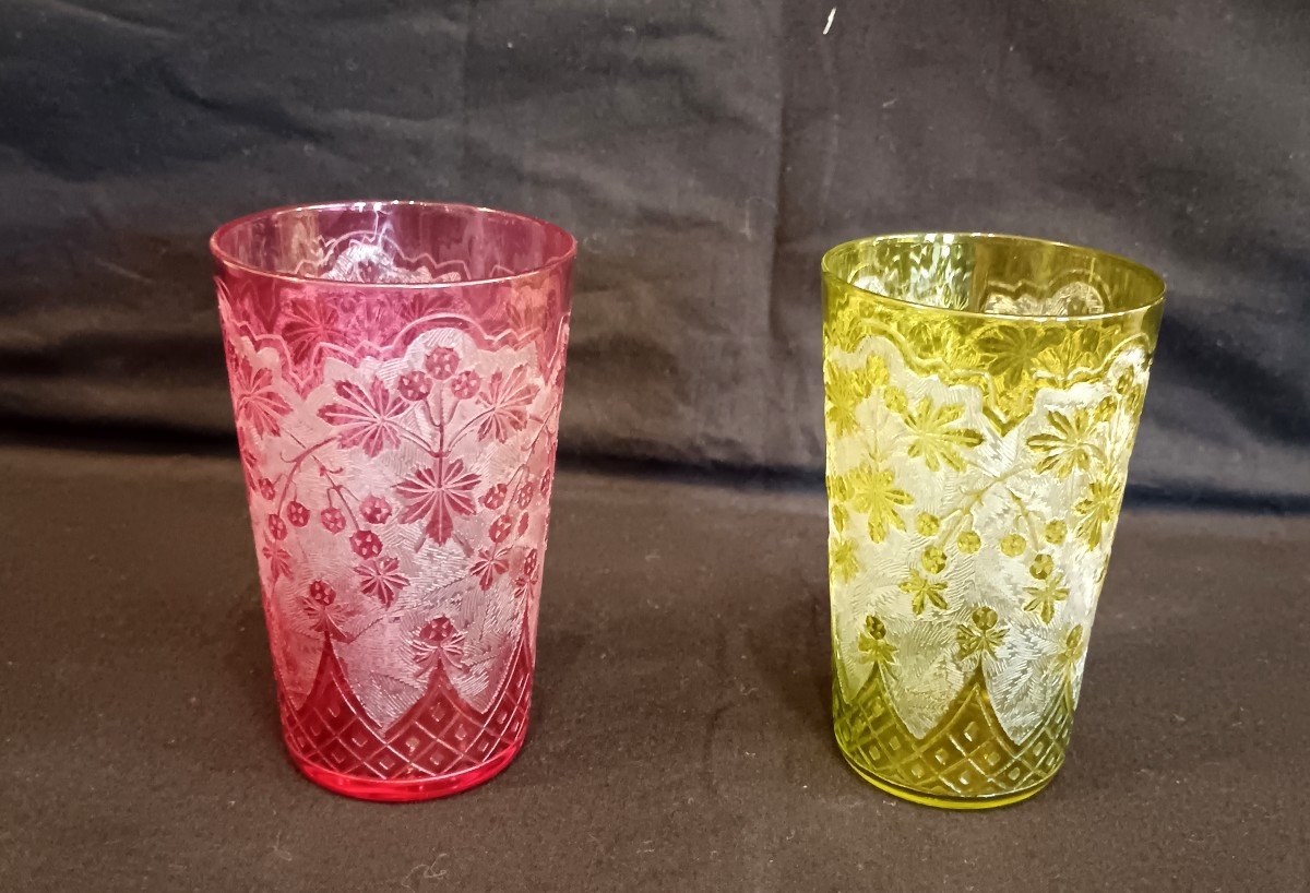 Two Baccarat Crystal Goblet Glasses, 19th Century