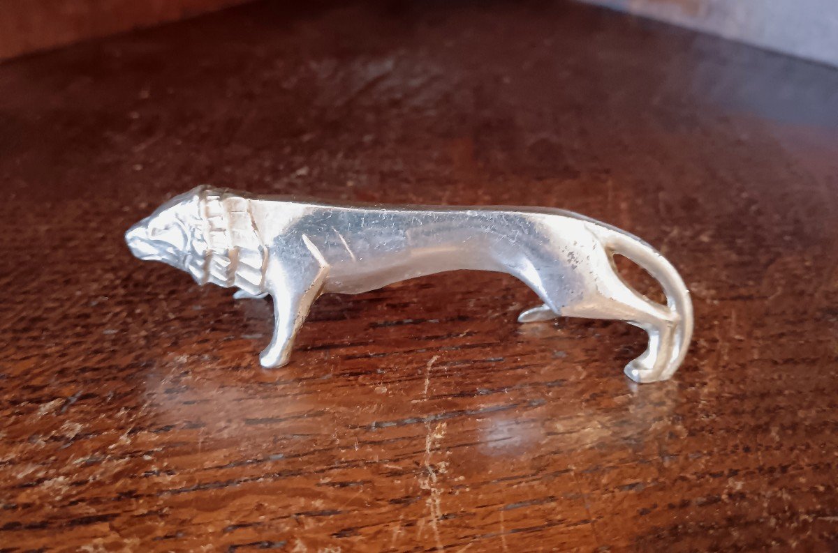 9 Silver Metal Knife Holders With Art Deco Animals-photo-3