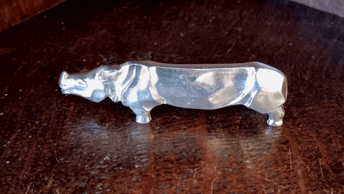 9 Silver Metal Knife Holders With Art Deco Animals-photo-4