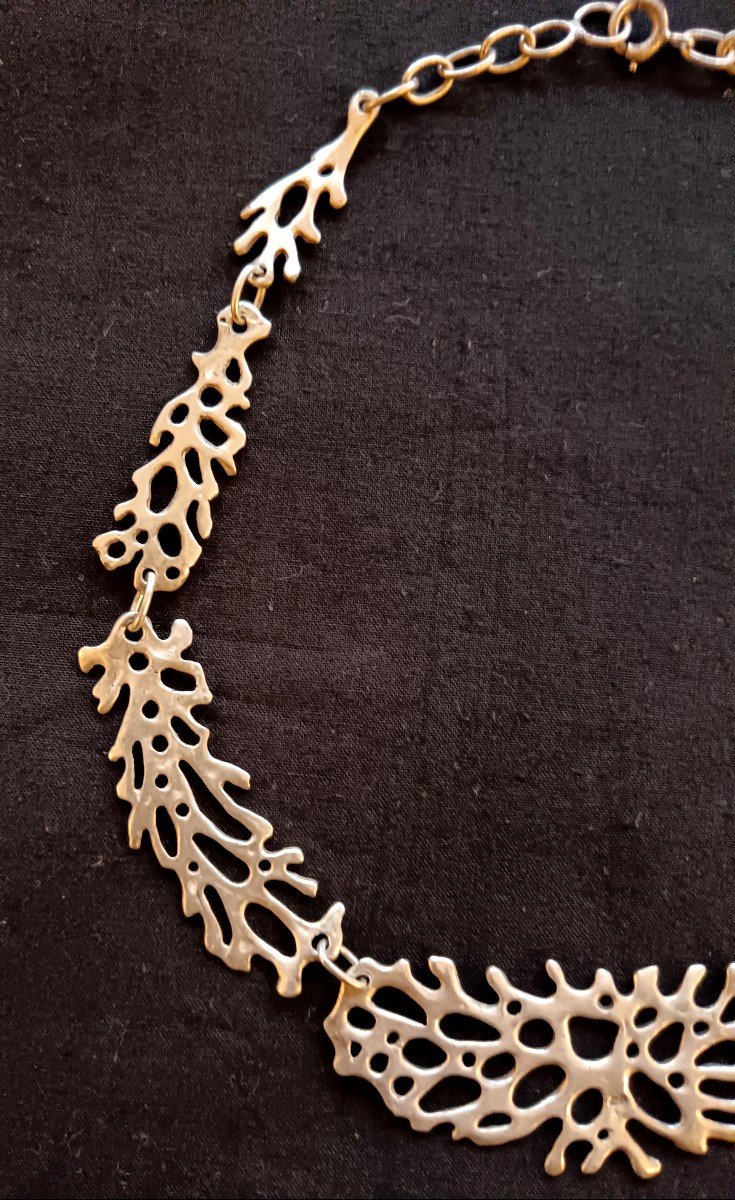 "grande Marée" Silver Necklace By Pierre Toulhoat-photo-4