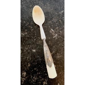 Porridge Spoon In Ivory And Solid Silver 19th