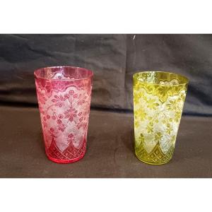 Two Baccarat Crystal Goblet Glasses, 19th Century