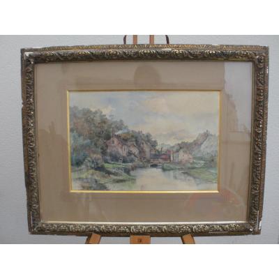 Aquarelle paysage par Gustave FRAIPONT