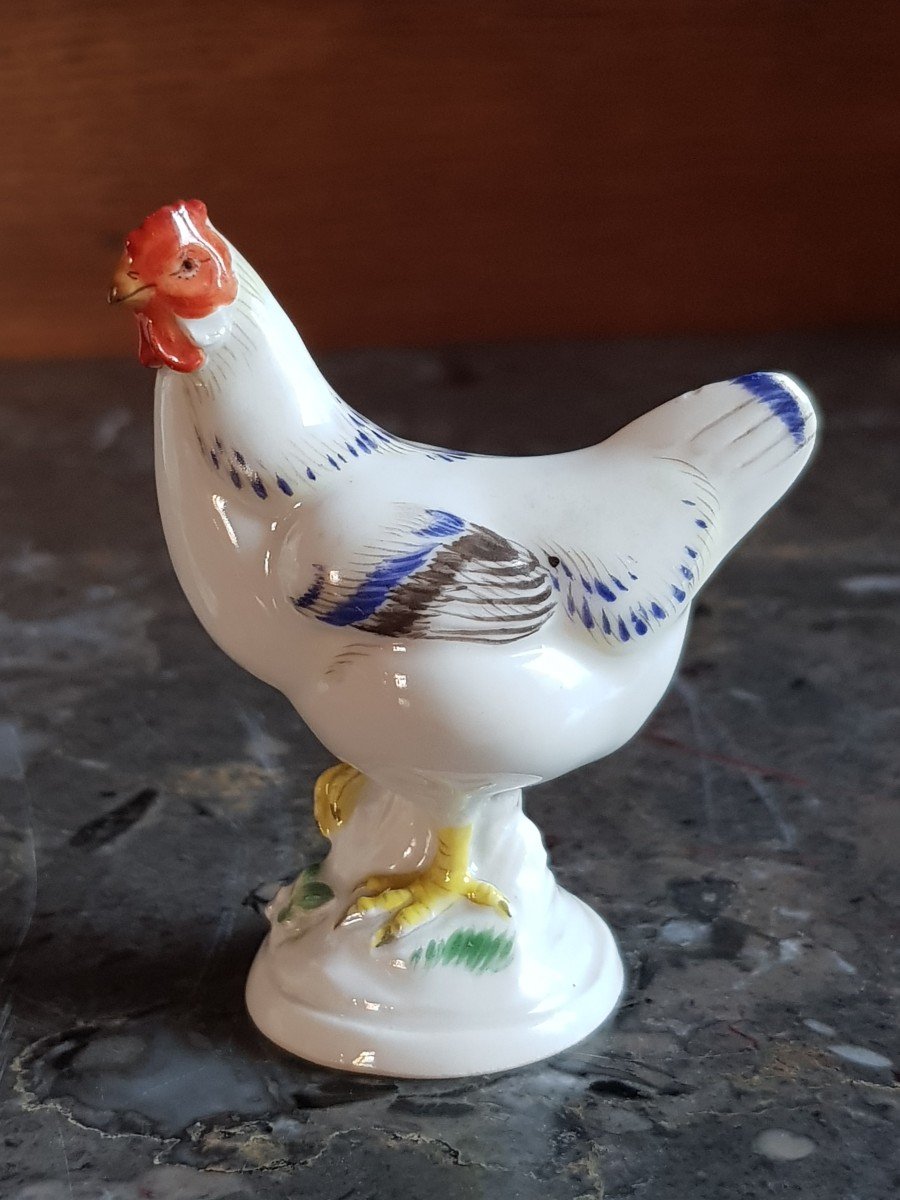 Meissen. Poule et coq en porcelaine. -photo-4