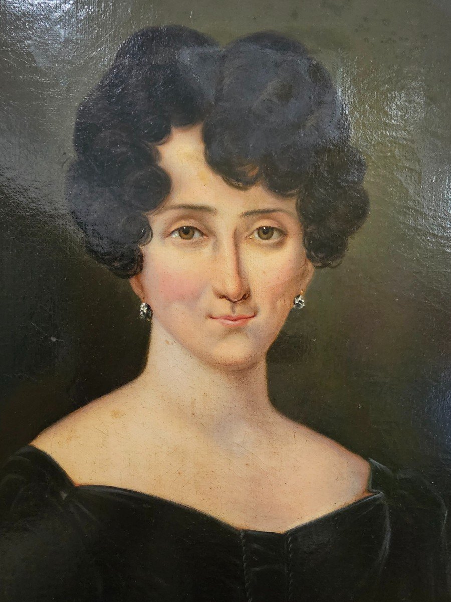 Huile Sur Toile Représentant Le Portrait De Madame De Ste Pallye Née Delafons Des Essards.-photo-1