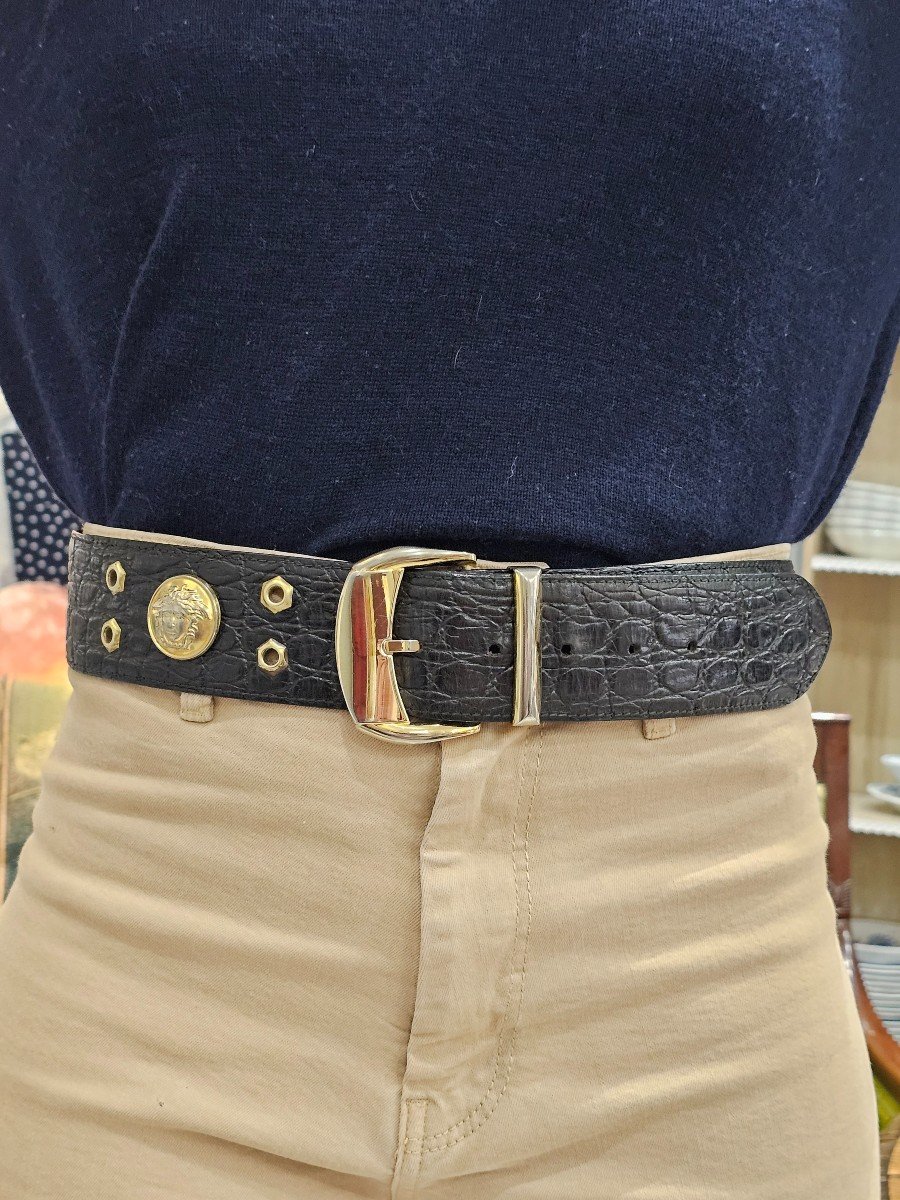 Gianni Versace. Vintage Leather Belt.-photo-4