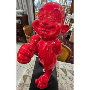 Character Statue In Red Resin.