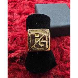 Gold Signet Ring, Initials: Pg 13g Size 61.5