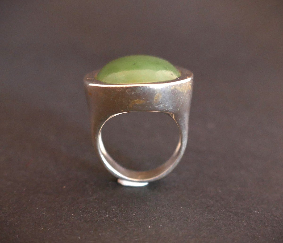 Importante Bague Cabochon De Jade-photo-3