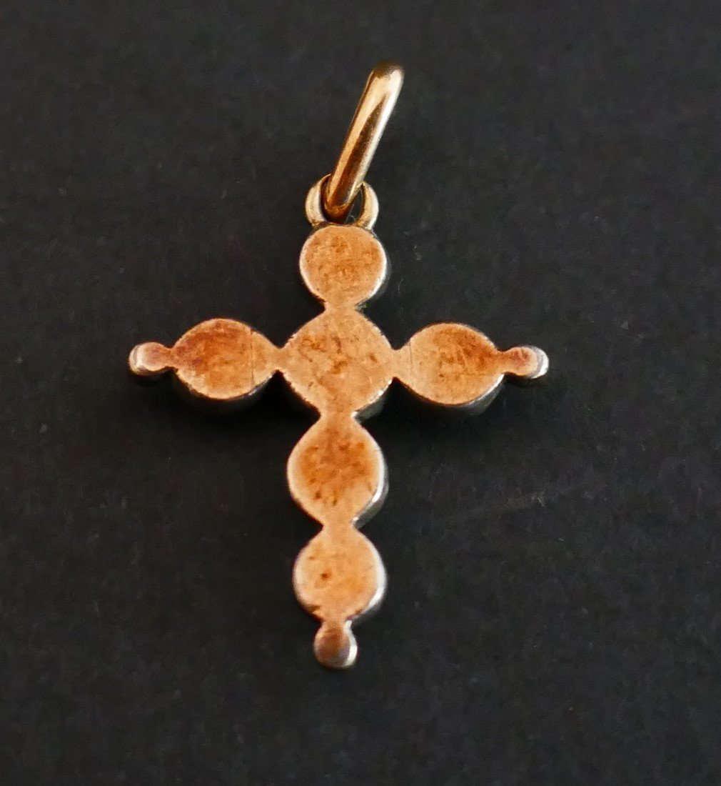 Old Arlesian Cross Rose Cut Diamonds, Gold And Silver.-photo-3