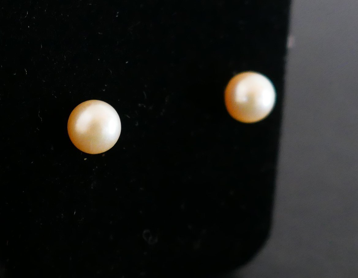 Pair Of Cultured Pearl Earrings, 6.90 Mm.-photo-2