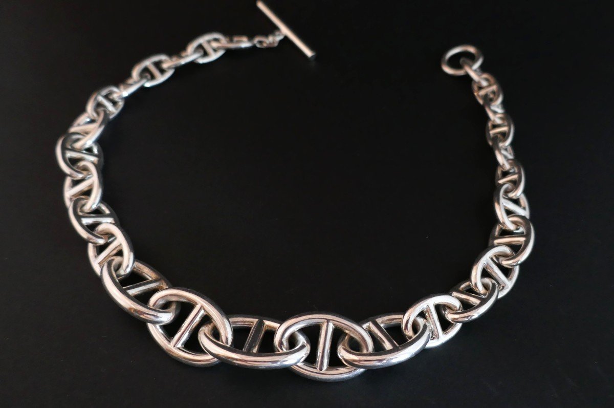 Silver Navy Mesh Necklace, 168 Grams.-photo-3