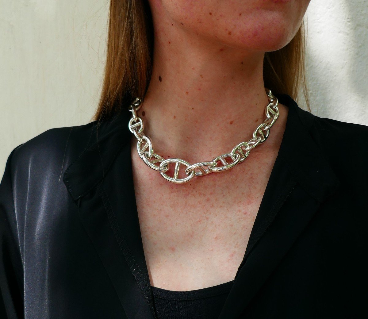 Silver Navy Mesh Necklace, 168 Grams.-photo-4