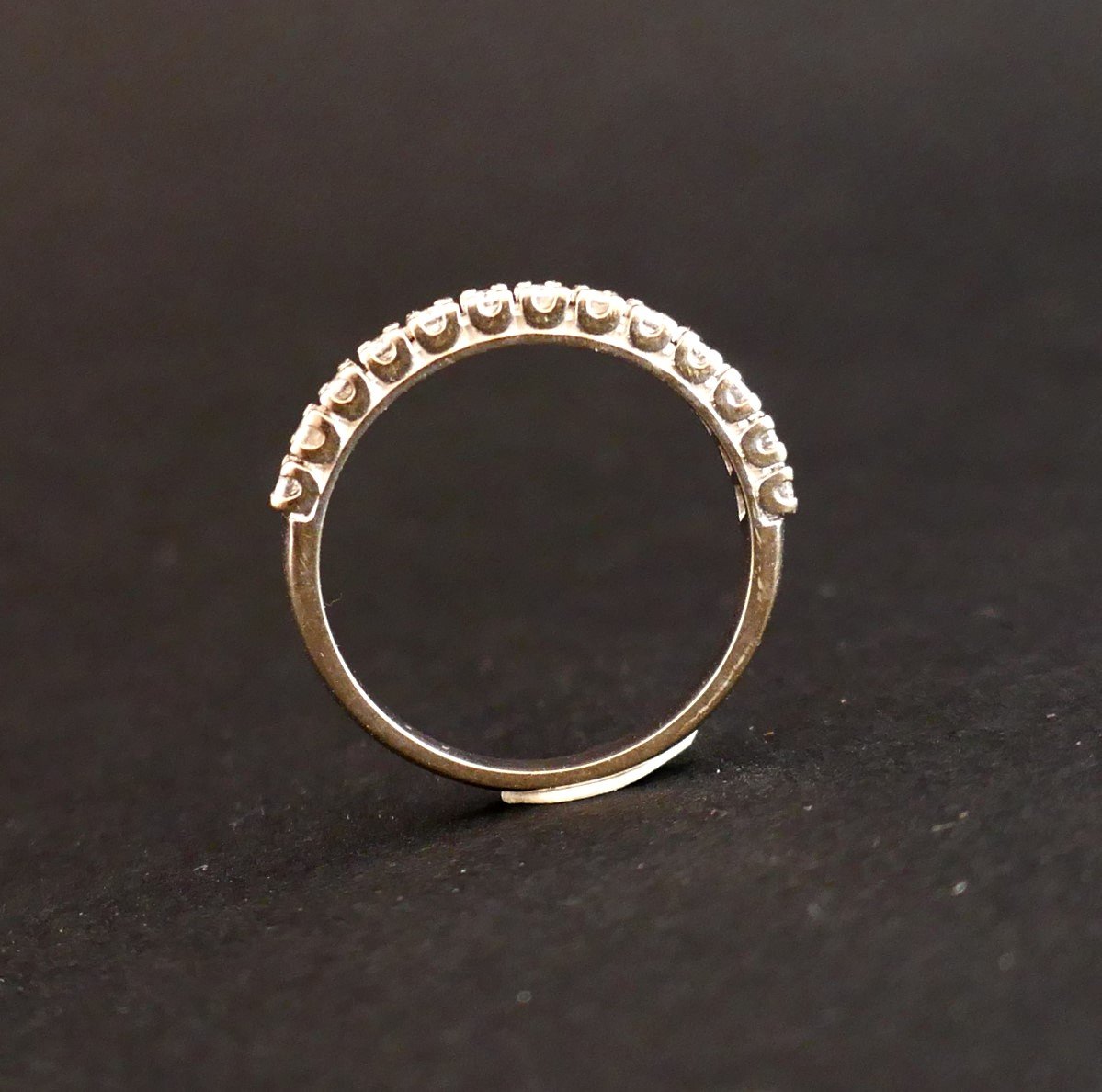 Half Diamond Wedding Ring, 18 Carat White Gold.-photo-3