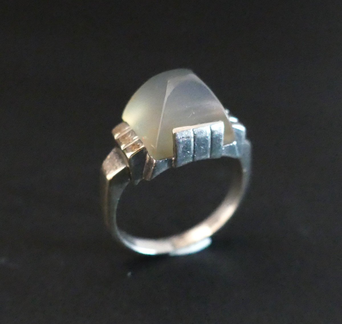 Art Deco Ring In Silver Adorned With A Stone-photo-3