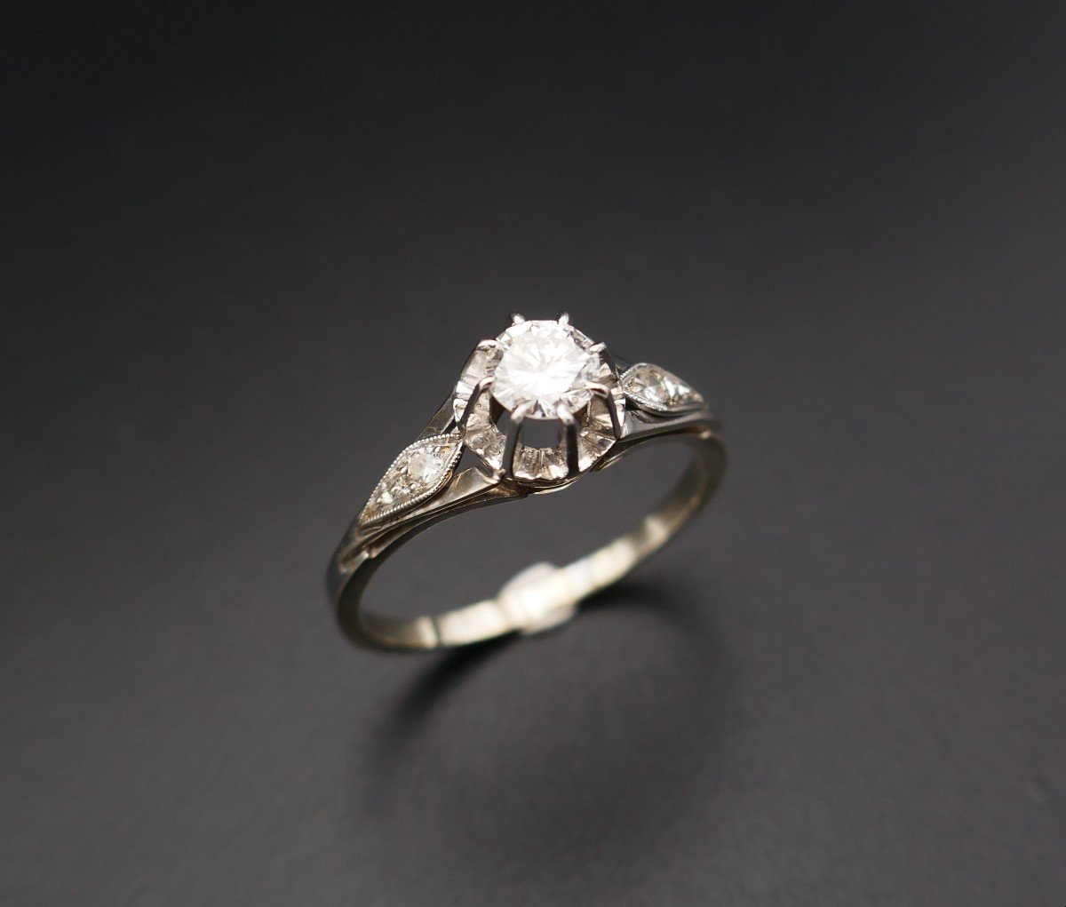 Diamond Solitaire, Gold And Platinum Setting.-photo-2