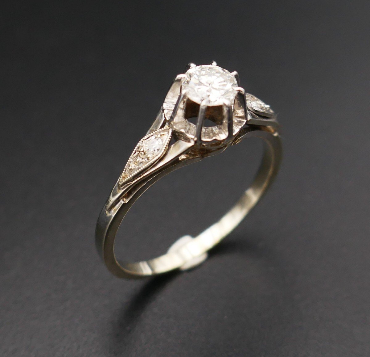 Diamond Solitaire, Gold And Platinum Setting.-photo-3