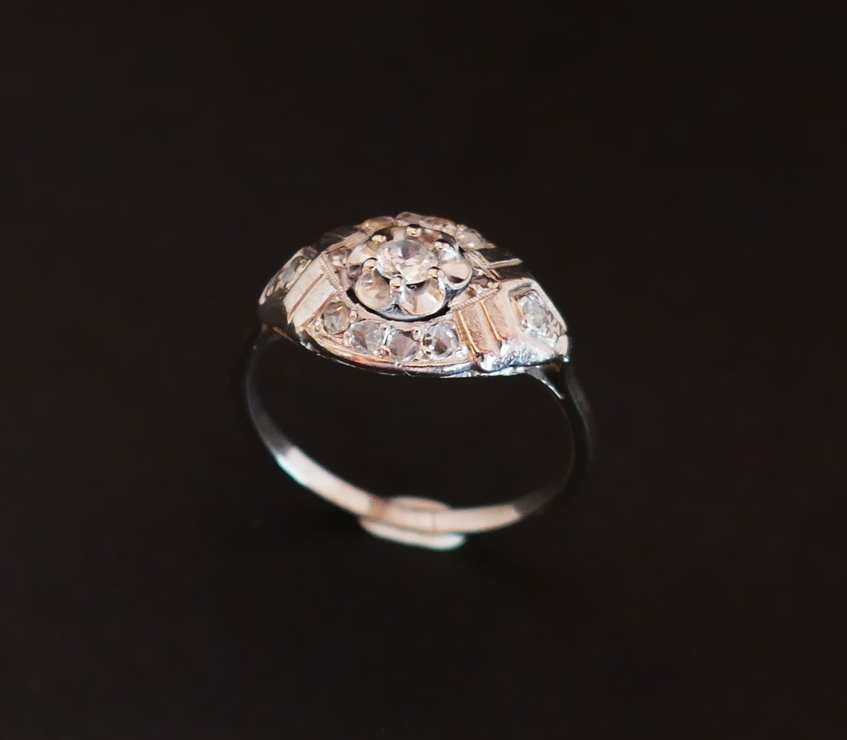 Art Deco Ring Set With Diamonds, 18-karat Gold And Platinum-photo-2