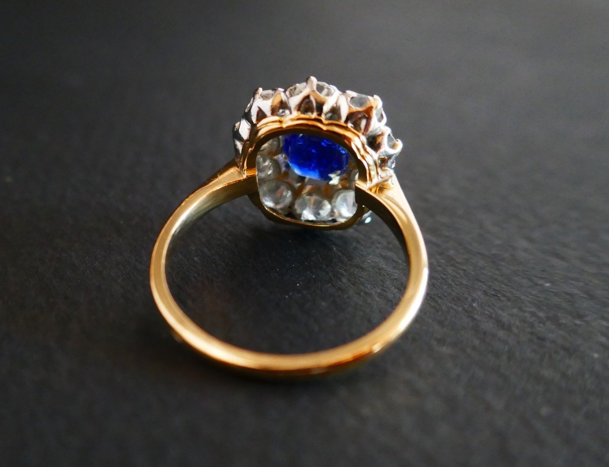 Bague Saphir Et Diamants, Or 18 Carats.-photo-4