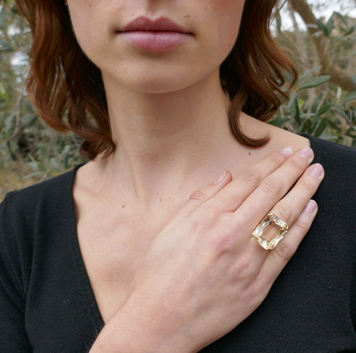 Ring Set With A Large Citrine, 18 Carat Gold.-photo-1