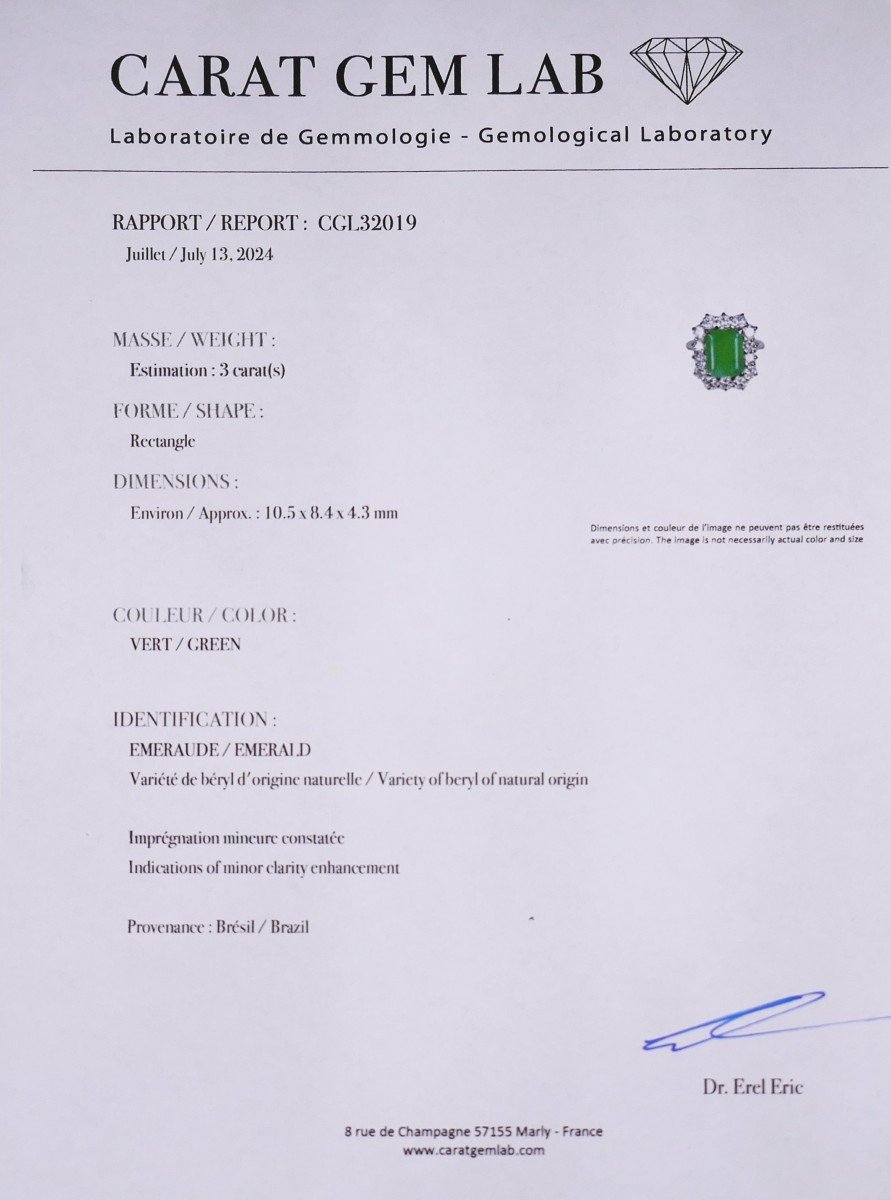 Emerald And Diamond Ring, Certificate.-photo-1