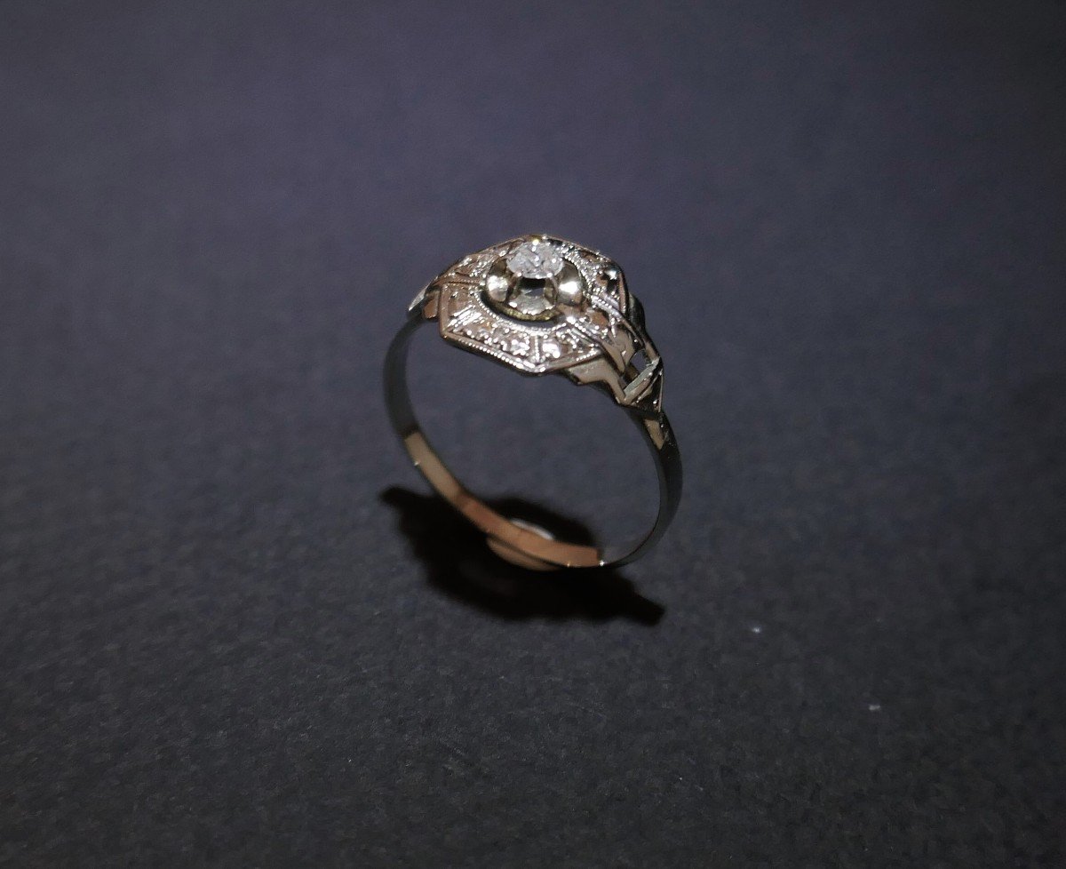 Art Deco Old Cut Diamond Ring.-photo-3