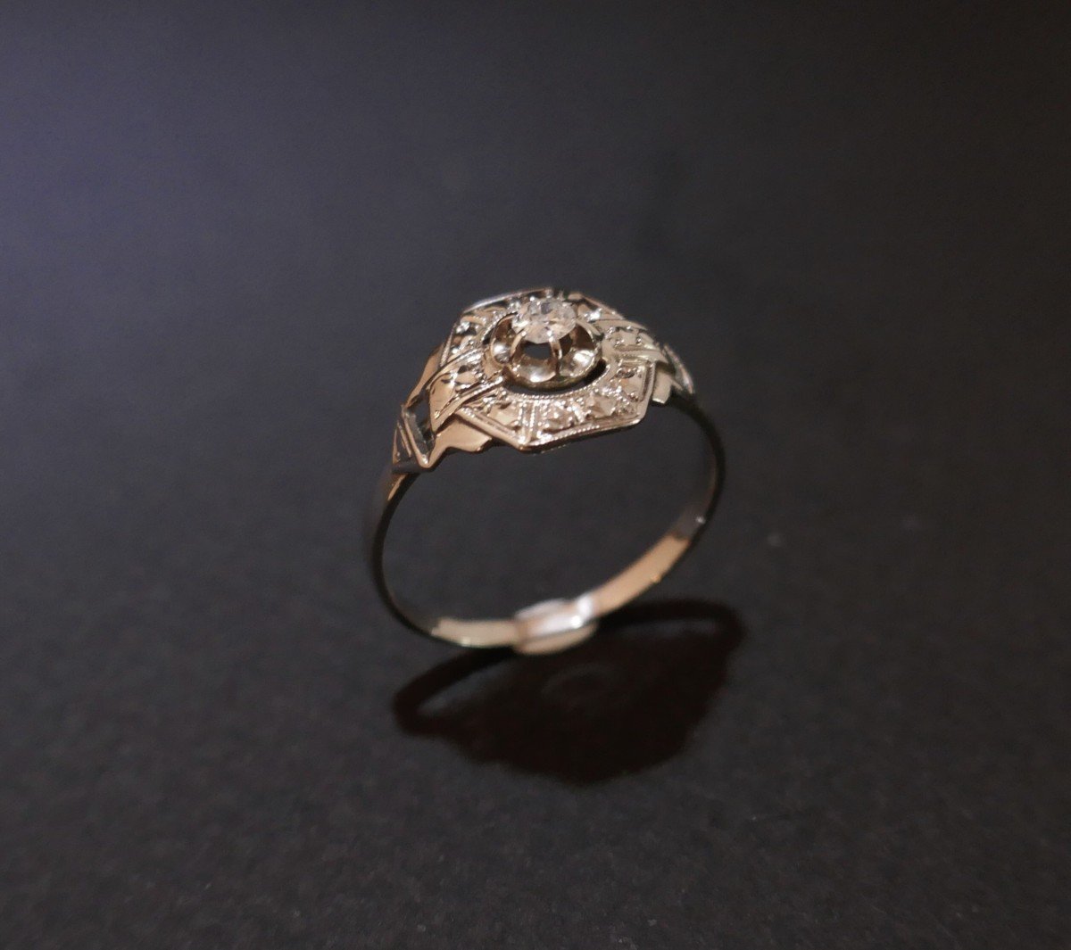 Art Deco Old Cut Diamond Ring.-photo-4