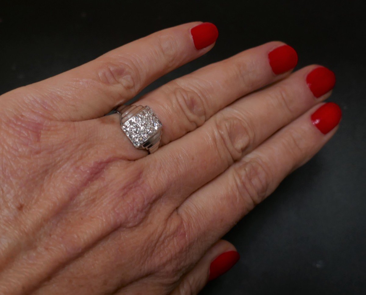 Diamond, Platinum And 18k White Gold Ring.-photo-2