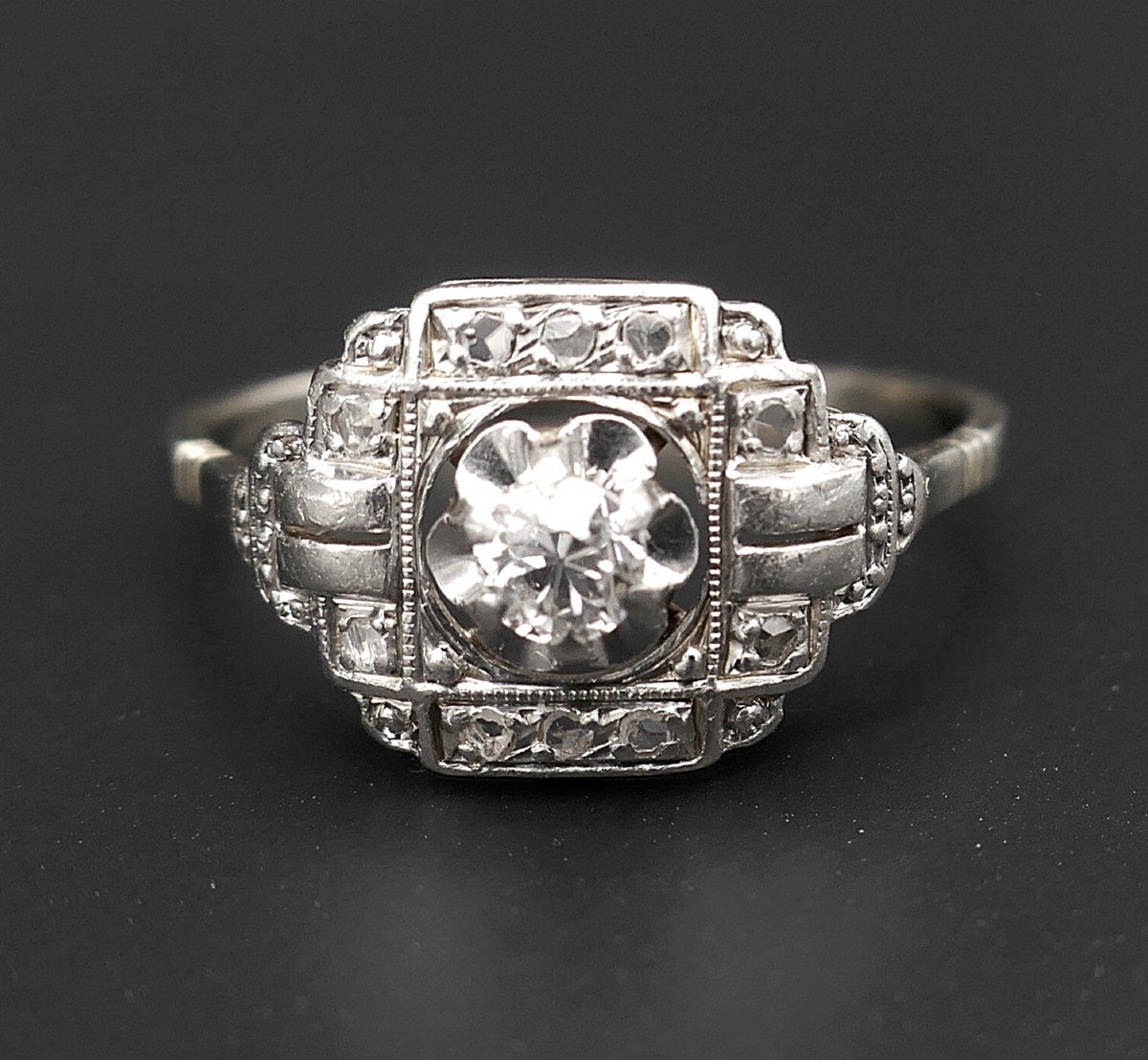 Art Deco Diamond Ring, Gold And Platinum Setting.