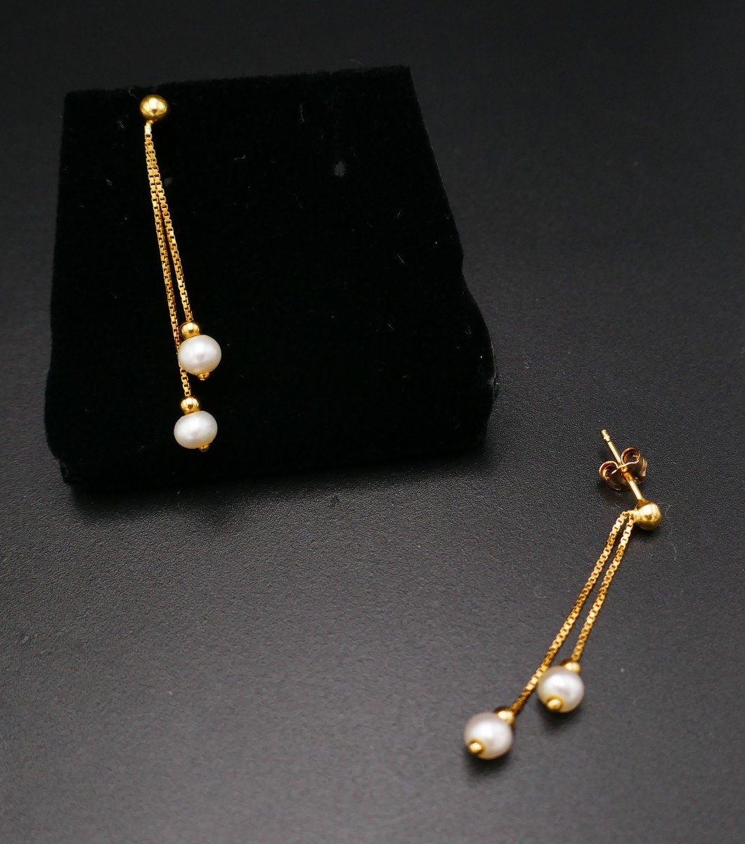 Boucles d'Oreilles Perles, Or 18 Carats.-photo-3