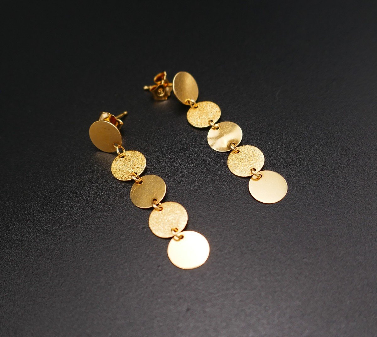 Boucles d'Oreilles Disques En Or 18 Carats.-photo-3