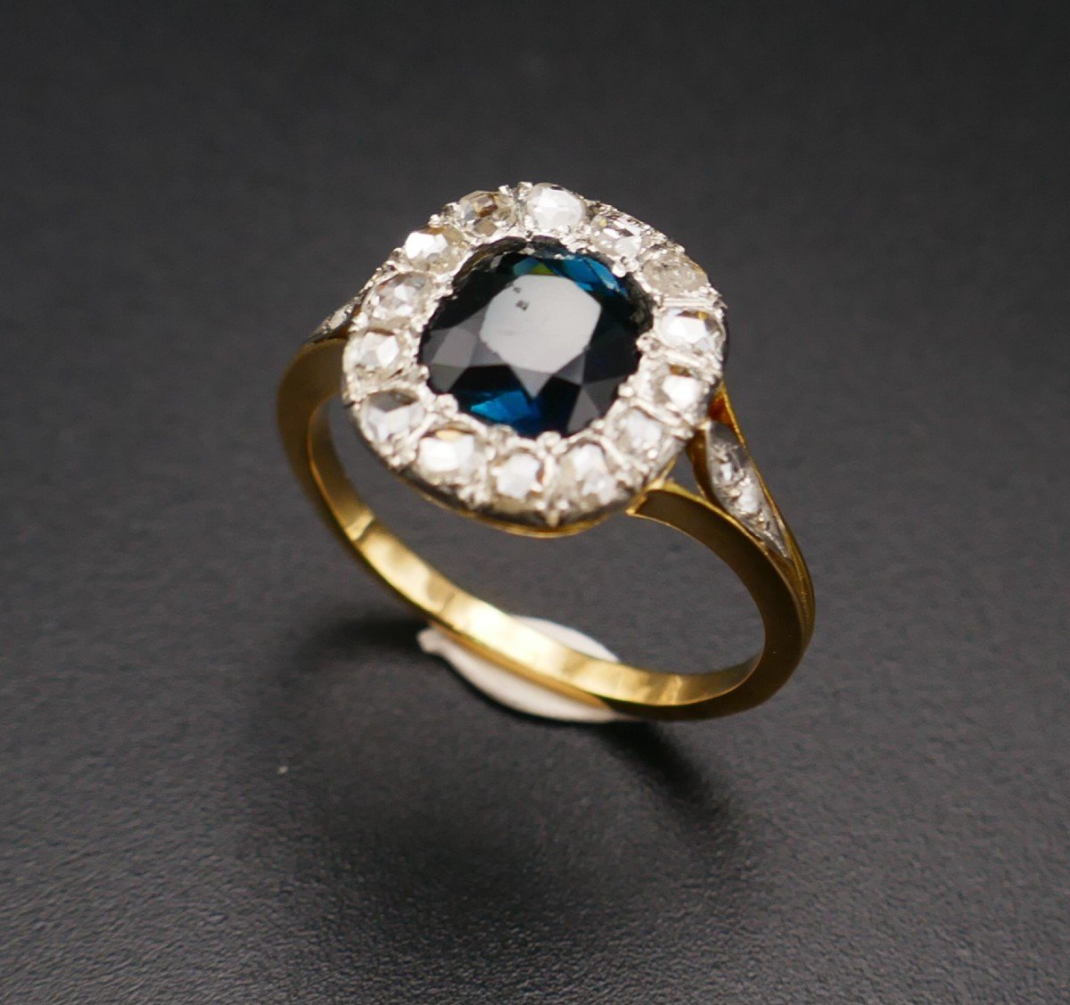 Antique Sapphire And Diamond Ring, Gold And Platinum.-photo-2